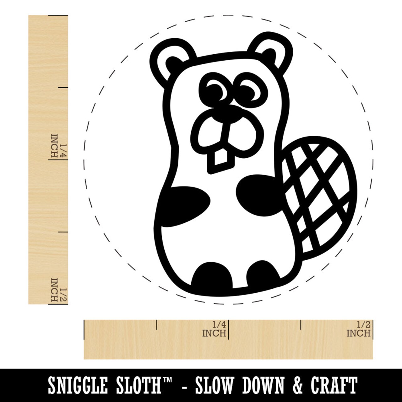 Silly Beaver Doodle Self-Inking Rubber Stamp for Stamping Crafting Planners